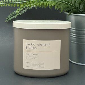 BBW Dark Amber & Oud White Barn Bath & Body Works 3 Wick Candle
